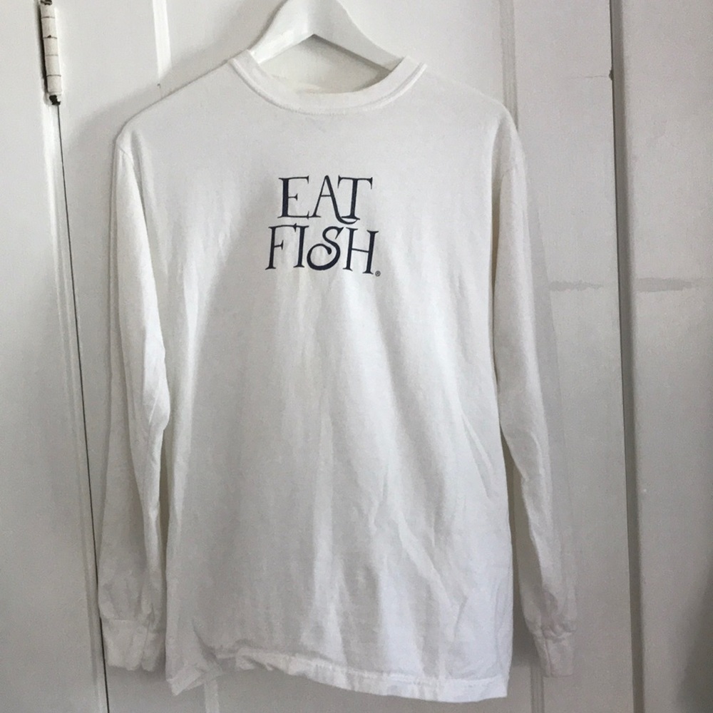 Eat Fish long sleeve white shirt